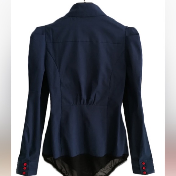 Unique KOJA Dressy Button Down Navy Blouse~Suit XL (See Size Chart) - Picture 4 of 12